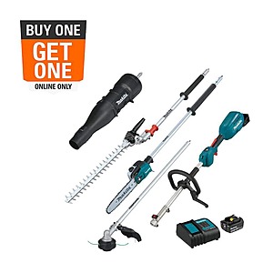 599:Makita 18V LXT Multi-Tool Kit – String Trimmer,Pole Saw,Hedge Trimmer & Blower + Free 116 MPH Leaf Blower at HomeDepot