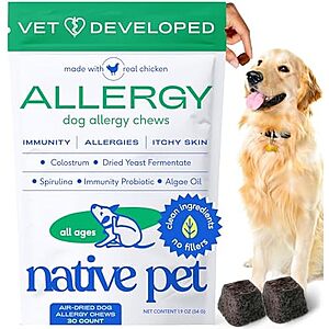 SnS,AC] $7.49* | 30-Count Native Pet Dog Allergy Chews at Amazon