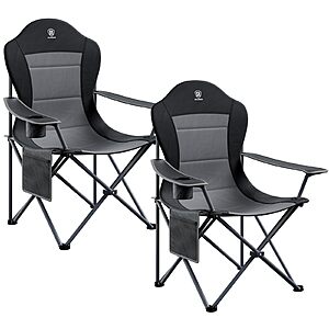 2-pk EVER ADVANCED Folding Camping Chair w/ High Padded Back (black) $70 + Free S&H