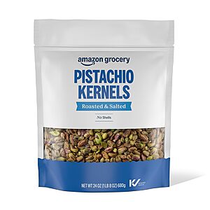 Amazon Grocery,Pistachio Kernels,Roasted & Salted,No Shells,24 oz (680g),Pack of 1~$11.25 With S&S @ Amazon