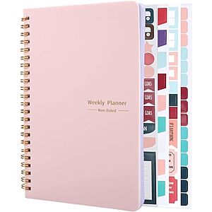 Thboxes Undated 52-Week A5 Planner w/ Habit Tracker & Spiral Binding (Pink) $4.79 + Free Shipping w/ Prime or on $35