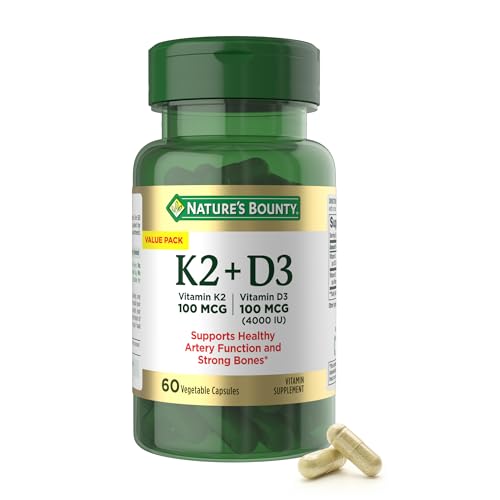 Nature’s Bounty Vitamin D3 K2...Supply,60 Vegetarian Capsules