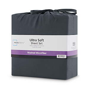 Mainstays Enzyme Washed Microfiber King Size ONLY Bed Sheet Set,Grey Stone,4 Pieces,$13.70 FS WALMART