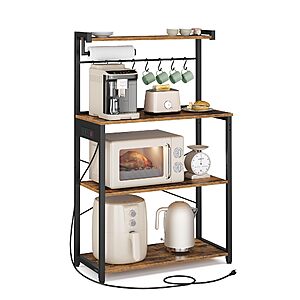 4-Tier VASAGLE Kitchen Bakers Rack w/ Power Outlet (15.7" x 31.5" x 55.1",Rustic Brown & Ink Black) $44.99 + Free Shipping