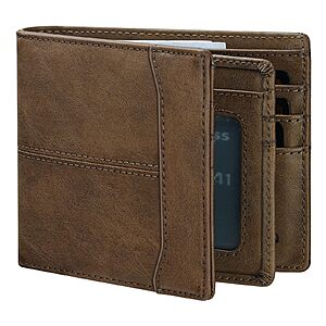 furid Men's RFID Slim Leather Card Wallet (Brown or Black) $6.99 + Free Shipping w/ Prime or on $35+
