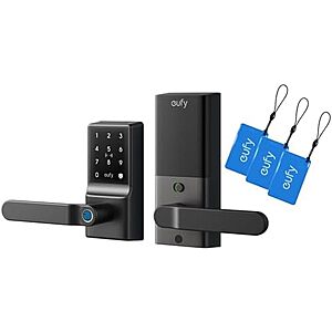 102.68** | eufy Smart Lock C33 Keyless Fingerprint Door Lock w/ Handle + 3 NFC Cards at Amazon
