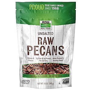 SnS] $7.31 | 12-Oz NOW Real Food Pecans,Raw and Unsalted,Halves and Pieces at Amazon