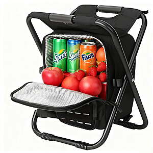 KAMIDA Folding Camping Stool & Insulated Storage Bag (Black) $18