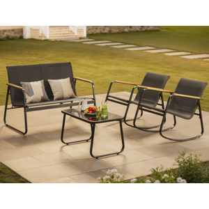 5-Pieces Outdoor Rocking Conversation Set with Loveseat,Wood Armrests and Coffee Table (6 colors) - from $122.99 + free delivery