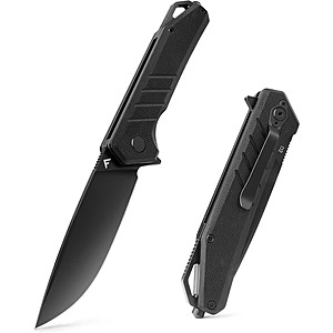 FLISSA Pocket Knife,3.2" D2 Blade G10 Handle EDC Knife with Pocket Clip for Hunting,Camping,Survival,Outdoor Activities(Black) - $16.99 + Free Shipping