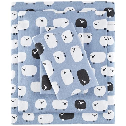 Woolrich Cotton Sheet Set Cott...ess,Queen Blue Sheep,4 Piece