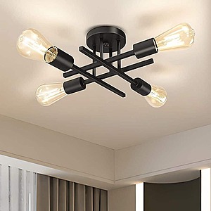 35.97 HOME DEPOT TOZING 16 In.Black Farmhouse Semi-Flush Mount Ceiling Light Chandelier for Kitchen Bedroom Free Ship to store or PU