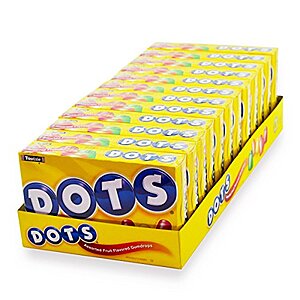 SnS,AC] $9* | 12-Pk 6.5-Oz DOTS Original Gummy Candy Boxes at Amazon