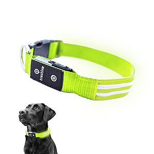 Tractive LED Light Up USB Rechargeable Waterproof Dog Collar (Green) $6.07 + Free Shipping w/ Prime or on $35