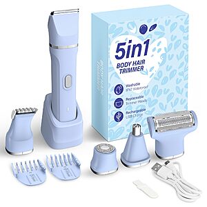 [Prime] KINGTEE 5-in-1 Electric Bikini Trimmer for Women $8.06 + Free Shipping