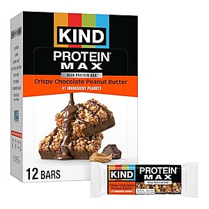 Select Accounts:12-Ct 2.2-Oz KIND Protein MAX Snack Bars (Choc Peanut Butter) $8.70 w/ S&S