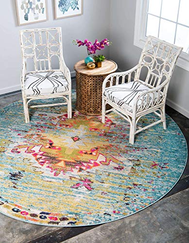Unique Loom Vita Collection Ov...' 0" x 6' 0",Turquoise/Yellow