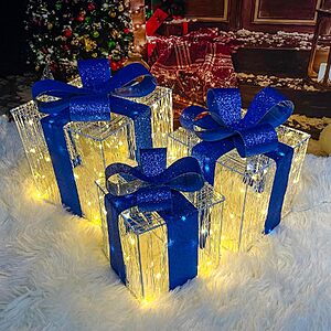 3-Piece Purtuemy 140-LED Lighted Christmas Gift Box Decorations for Indoor/Outdoor Use (Blue/Warm White) $17.99 + Free Shipping w/ Prime or on $35