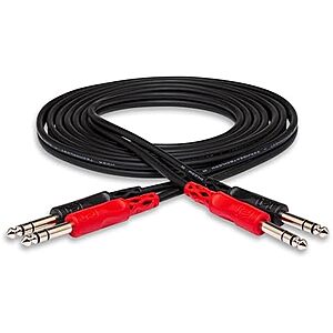 12.95 | Hosa CSS-204 Dual 1/4 Inch TRS to Same Stereo Interconnect Cable,13.1 Feet at Amazon