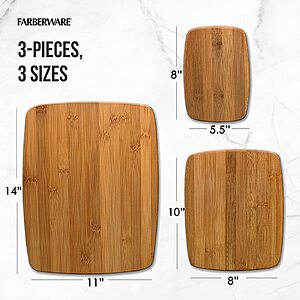 9.12 Farberware 3-Piece Kitchen Cutting Board Set.Can be used as Charcuterie Board,Cheese Board,Bread Board