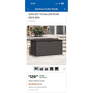 Costco Members] - In Store Only - Suncast 170 Gallon Resin Deck Box $129.99 [YMMV
