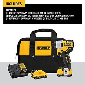 Select Lowe's Stores:DeWALT Xtreme 12V Cordless 1/4" Impact Driver + 2x 2.0Ah $79 + Free S&H
