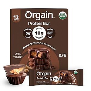 SnS,AC] $9.69* | 12-Pack 1.41-Oz Orgain Organic Vegan Protein Bars at Amazon (80.8￠ each