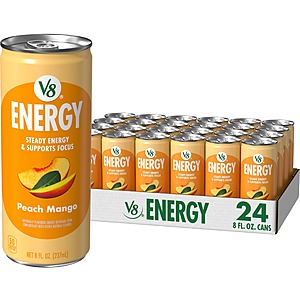 V8 Energy Peach Mango Energy Drink,8 fl oz Can (24 Pack)~$11.66 After Coupon & S&S @ Amazon