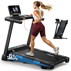 MERACH Treadmills for Home with Incline 0%-15%,300 LBS Capacity Double Deck Foldable Treadmill with Incline $197.99