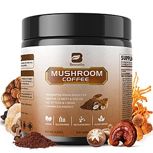 Mushroom Coffee - 10 Adaptogenic Mushroom Instant Coffee Powder,Low Roast $9.98