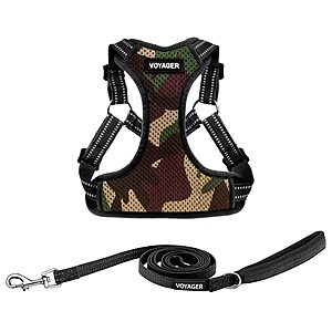 17.14:Best Pet Supplies Voyager Adjustable Step-in Flex Breathable Mesh Dog Harness,Leash Set (Army Base),S
