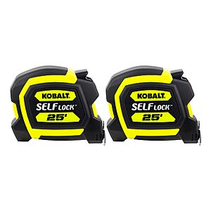 2-Pack 25' Kobalt Self Lock Tape Measure $13 + Free Store Pickup