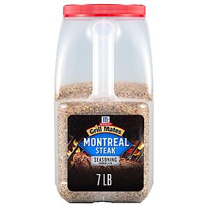 7-Lbs.McCormick Grill Mates Montreal Steak Seasoning Container $10.30 w/ S&S