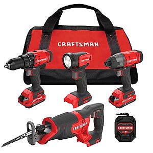 4-Tool Craftsman V20 Cordless Combo Kit w/ 2 Batteries,Charger & Soft Case (CMCK400D2) $129 + Free Shipping