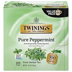 SnS,AC] $7.10** | 100-Count Twinings Pure Peppermint Herbal Tea at Amazon