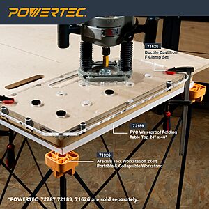 POWERTEC MFT Worktop Jig - Router Template for 3/4" Dog Holes,Includes 3/4" Straight Plunge Bit & Bushing Guide,Fits Porter-Cable Style Base Plate (71959V)Powertec MFT Jig $28.1