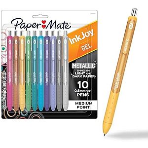 SnS,AC] $7.95 | 10-Count Paper Mate InkJoy Gel Pens,Metallic,Retractable,Medium Point (0.8mm) at Amazon
