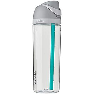 14.20* | 25-Oz Owala FreeSip Clear Tritan Plastic Water Bottle with Straw,Shy Marshmallow at Amazon