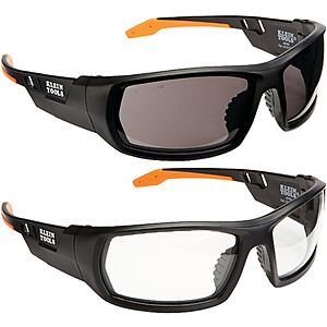 Klein Tools Clear/Gray Professional Safety Glasses Lens Combo Pack,2-Pair Rubber one_size in Black | 60175R $13.98