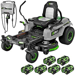 4499* | EGO POWER+ Z6 Zero Turn Riding Lawn Mower,42" Deck,Includes (6) 56V 6.0Ah Batteries and 880W Charger - ZT4214L at Amazon