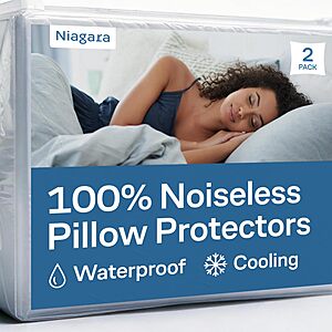 2 Pack 100% Waterproof Queen Size Zippered Pillow Protectors (Viscose Made from Bamboo,White) $9.99 + Free Shipping w/Prime or $35