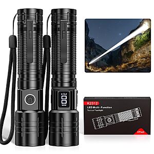Prime] 2-Pack 3000mAh AdamStar Tactical LED Rechargeable Flashlight w/ Power Display $12.59 + Free Shipping