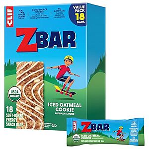 SnS,AC] $8.26* | 18-Pack 1.27oz.Clif ZBar Soft Baked Energy Snack Bars (Iced Oatmeal Cookie) at Amazon