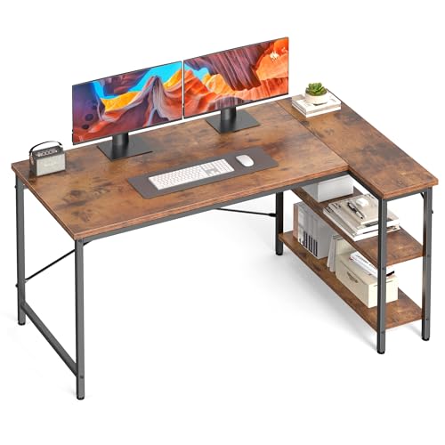 DUMOS L Shaped Desk 47 Inch Co...udy Bedroom Dorm,Rustic Brown