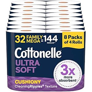 SnS,AC] $22.61* | 32-ct Family Mega Rolls Cottonelle Ultra Soft Toilet Paper at Amazon