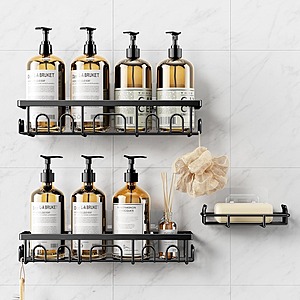 3-Pack Deyhoc Metal Shower Caddy Shelves (Black) $8 + Free Shipping w/ Prime or $35+ Orders