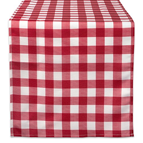 DII CAMZ38593 RED CHECK OUTDOOR TABLERUNNER 14x72