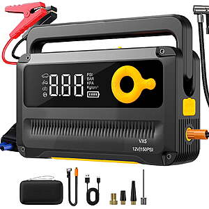 6000A 26800mAh Jump Starter w/ 150PSI Air Compressor & LED Light $28.49 + Free Shipping w/ Walmart+ or on $35