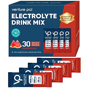 S&S] Venture Pal High Sodium Sugar Free Electrolytes Powder Packet,30 Sticks $12.23