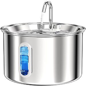 3-Liter Quiet Pump Stainless Steel Pet Water Fountain w/ 4-Layer Filtration $14.99 + Free Shipping w/ Prime or on $35